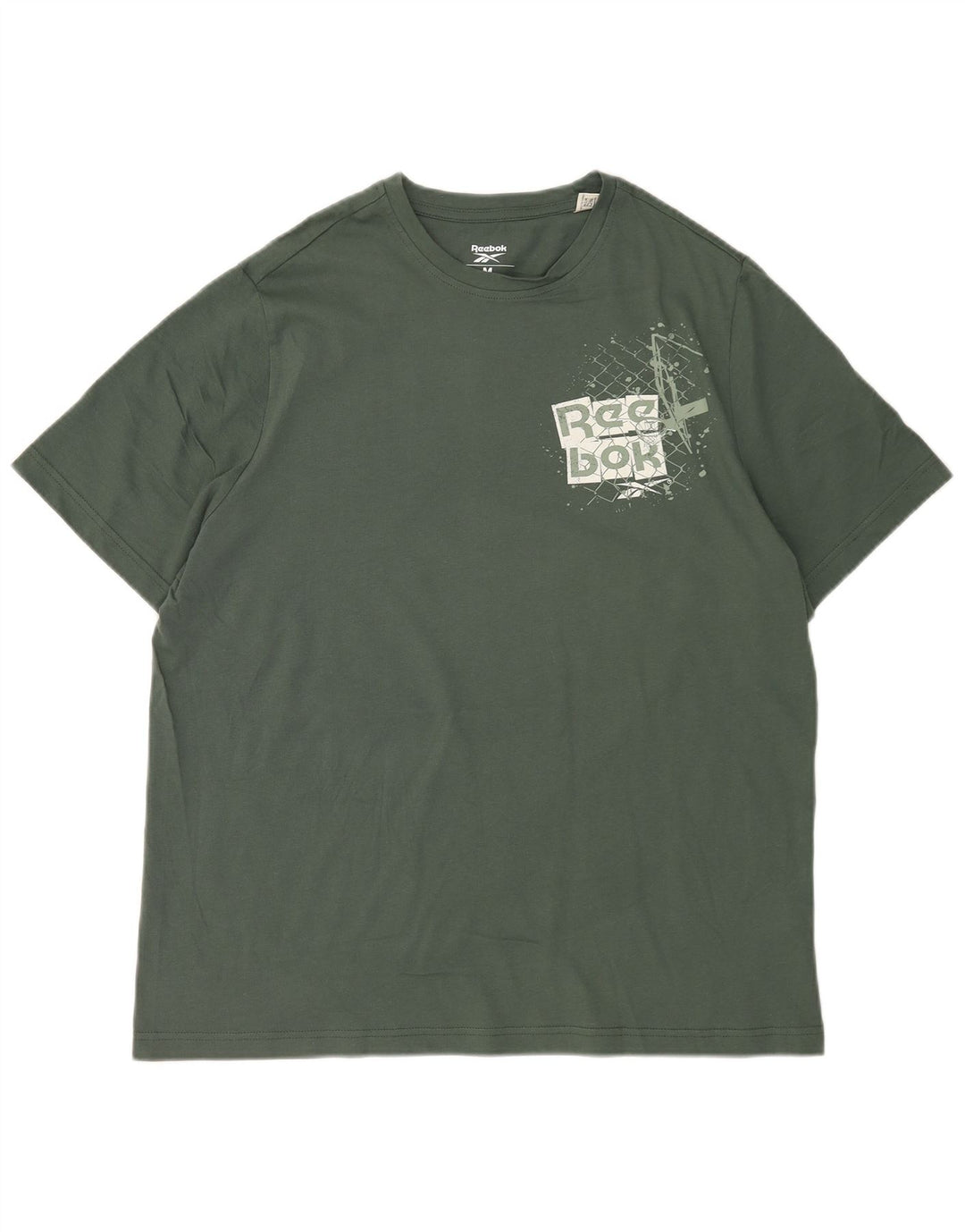 Reebok Mens Graphic T-Shirt Top Medium Green Cotton