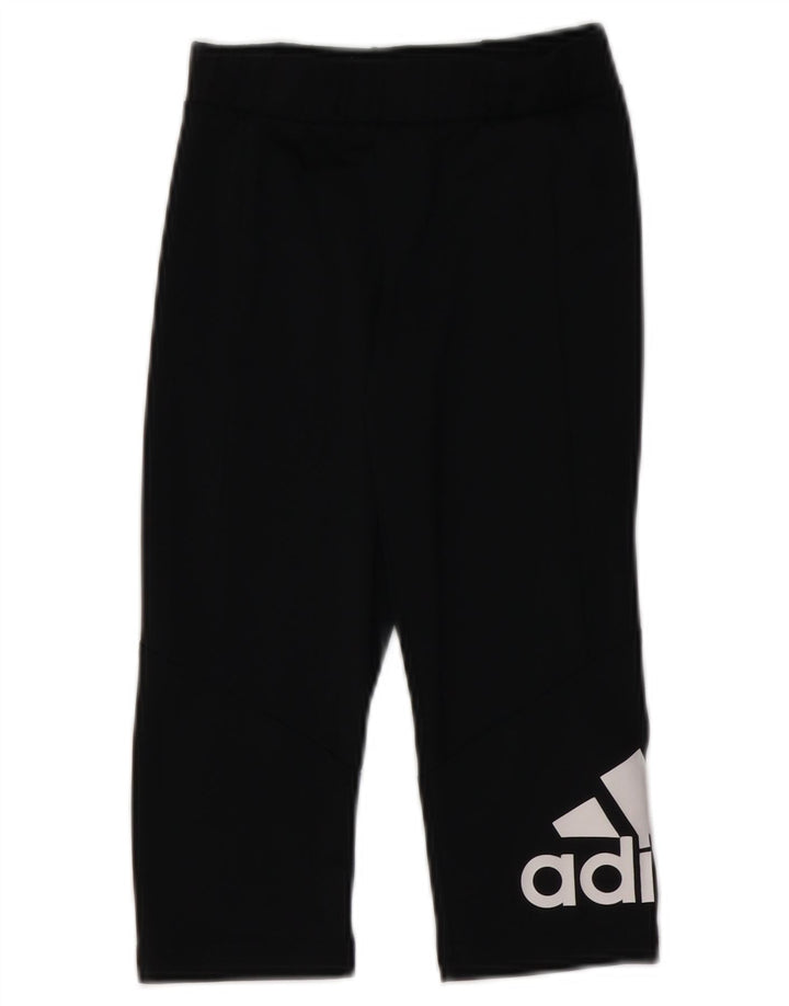ADIDAS Girls Aeroready Graphic Leggings 9-10 Years  Black Polyester
