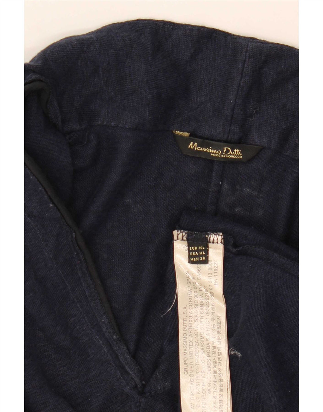 Massimo Dutti Womens Blouse Top UK 18 XL Navy Blue Linen