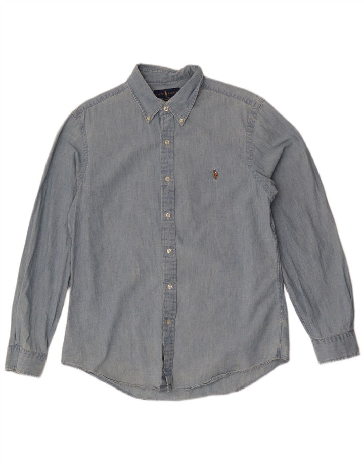Ralph Lauren Mens Slim Fit Shirt Large Blue Cotton
