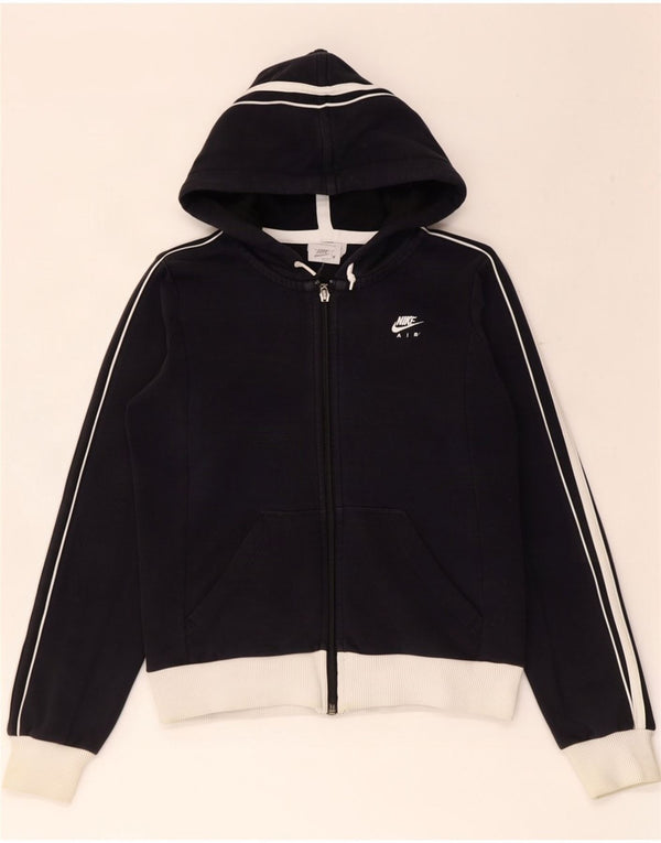 Nike Womens Graphic Zip Hoodie Sweater UK 8/10 Small Black Cotton