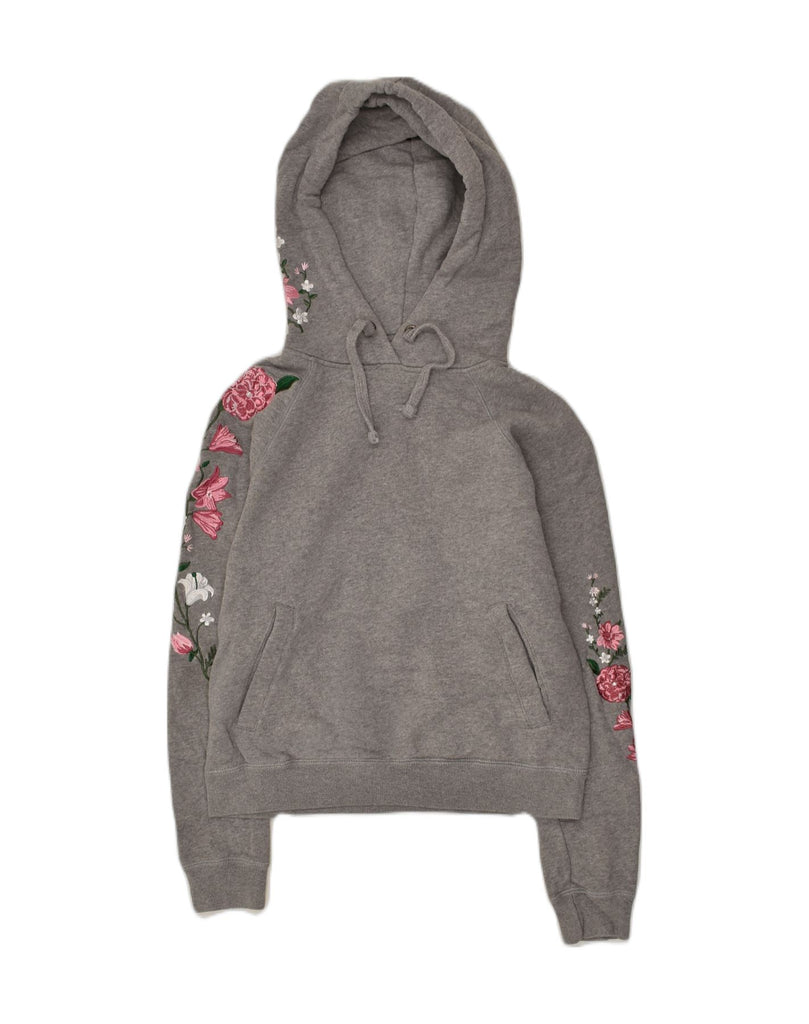 JACK WILLS Womens Zip Hoodie Sweater UK 4 XS Grey Floral Cotton | Vintage Jack Wills | Thrift | Second-Hand Jack Wills | Used Clothing | Messina Hembry 