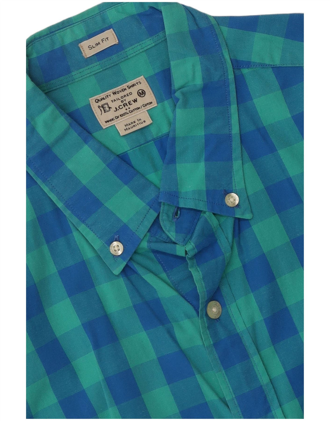 J. Crew Mens Tailored Slim Fit Shirt Medium Blue Check Cotton
