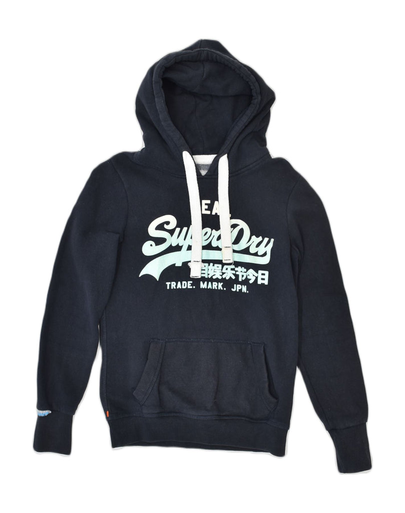 SUPERDRY Womens Vintage Graphic Hoodie Jumper UK 10 Small Black Classic | Vintage | Thrift | Second-Hand | Used Clothing | Messina Hembry 