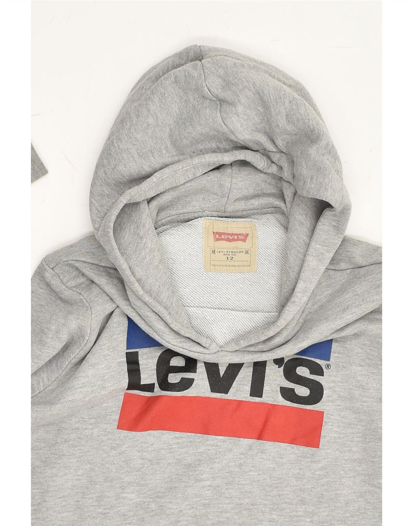 LEVI'S Girls Graphic Hoodie Jumper 11-12 Years Grey Cotton | Vintage Levi's | Thrift | Second-Hand Levi's | Used Clothing | Messina Hembry 