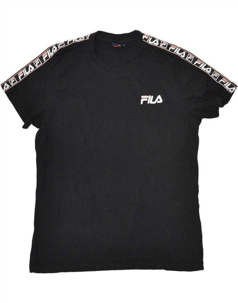 FILA Womens Graphic T-Shirt Top UK 16 Large Black Cotton | Vintage Fila | Thrift | Second-Hand Fila | Used Clothing | Messina Hembry 