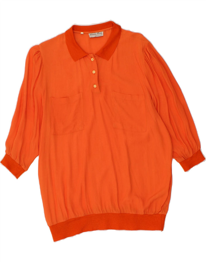 DONNA LUNA Womens 3/4 Sleeve Blouse Top IT 44 Medium Orange Acetate Vintage Donna Luna and Second-Hand Donna Luna from Messina Hembry 