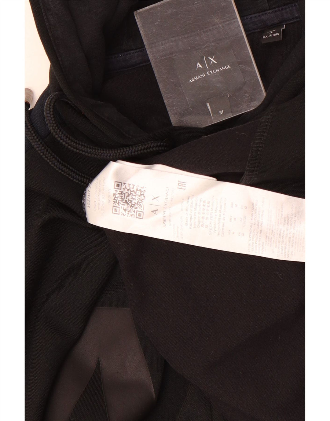 Armani Exchange Mens Graphic Hoodie Jumper Medium Black Polyester