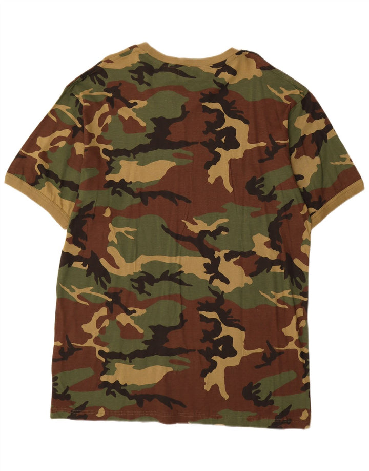 ESSE EMME  Mens T-Shirt Top 2XL Khaki Camouflage Cotton