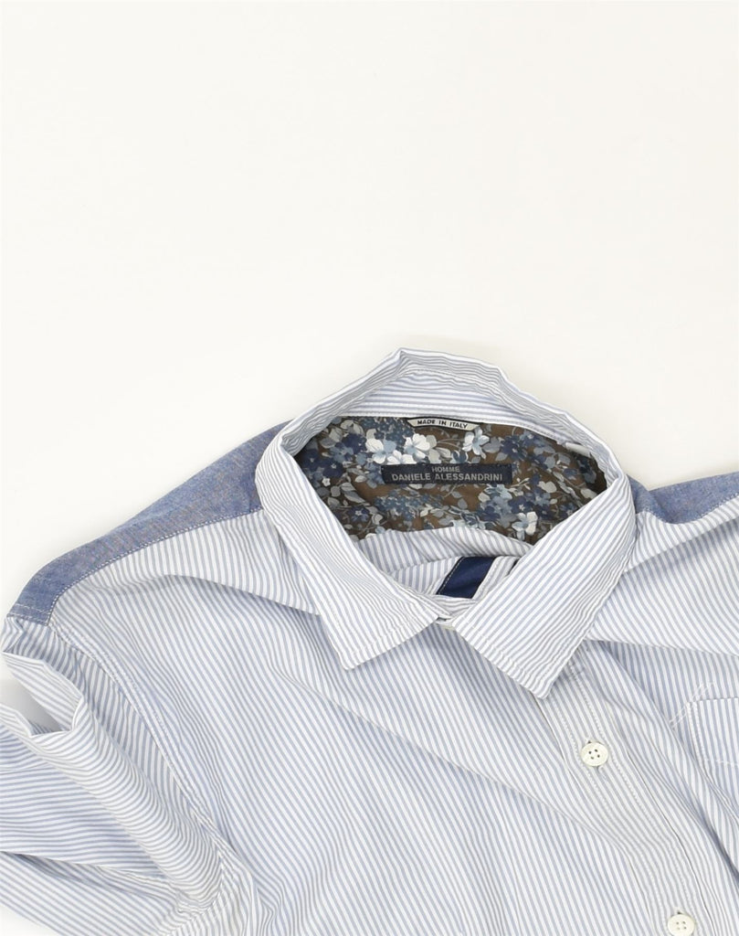 DANIELE ALESSANDRINI Mens Shirt Medium Blue Pinstripe Cotton | Vintage Daniele Alessandrini | Thrift | Second-Hand Daniele Alessandrini | Used Clothing | Messina Hembry 