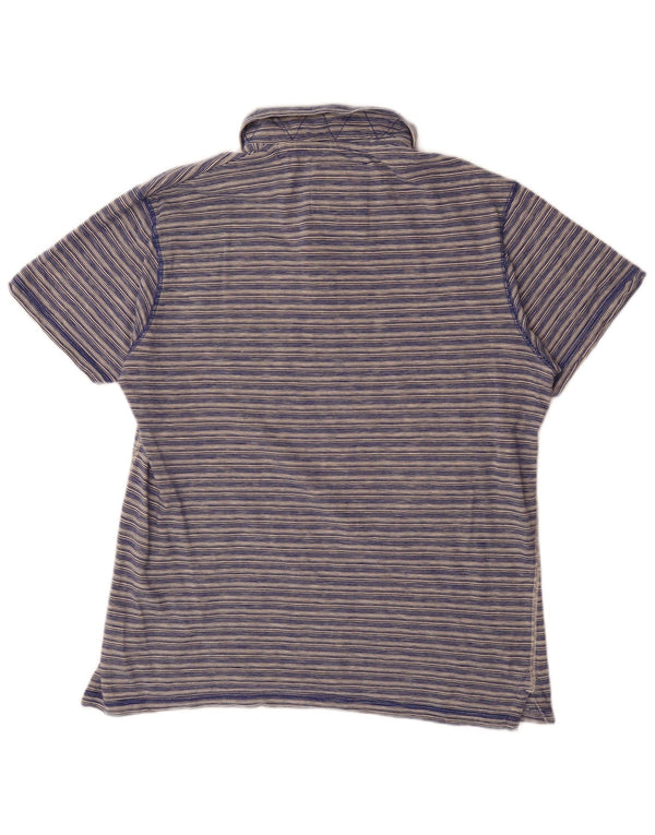 Weird Fish Mens Polo Shirt XL Navy Blue Pinstripe Cotton