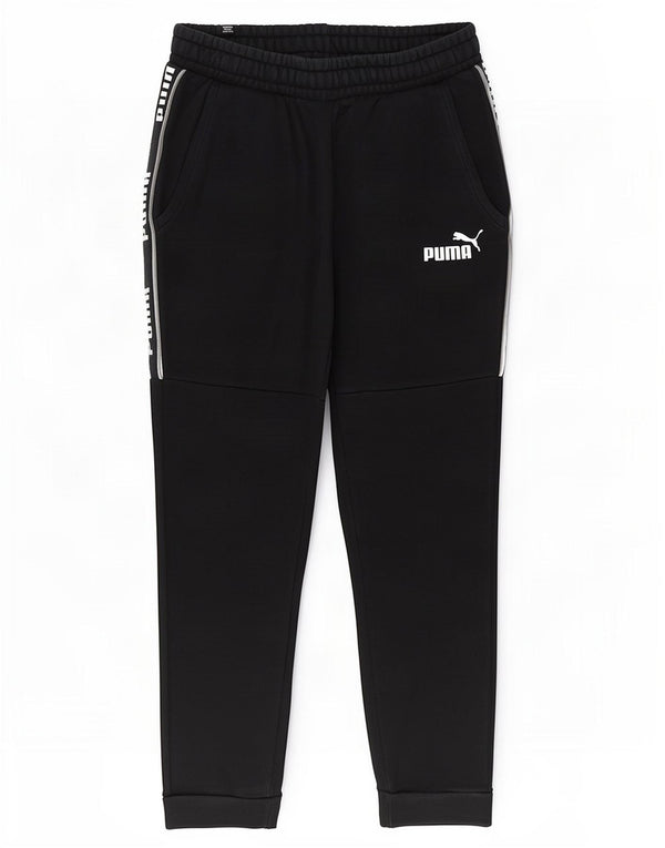 Puma Mens Graphic Tracksuit Trousers Joggers Small Black Colourblock Cotton