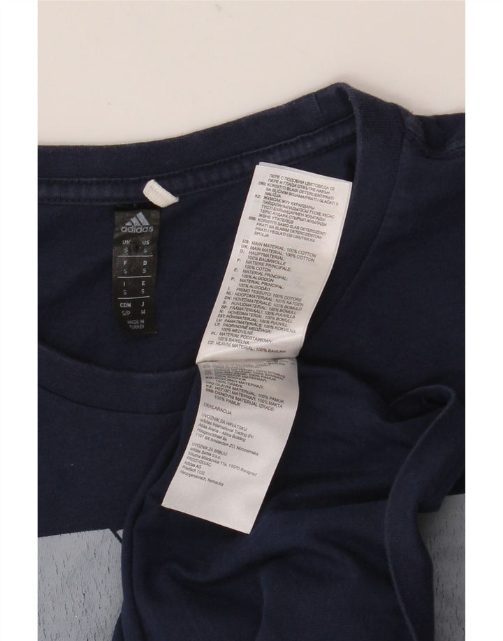 Adidas Mens Graphic T-Shirt Top Small Navy Blue Cotton