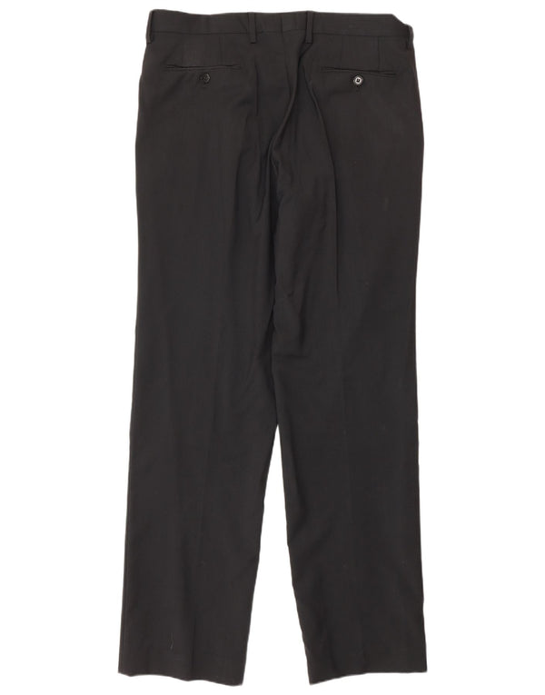 Calvin Klein Mens Straight Suit Trousers IT 52 XL W36 L34 Black Wool
