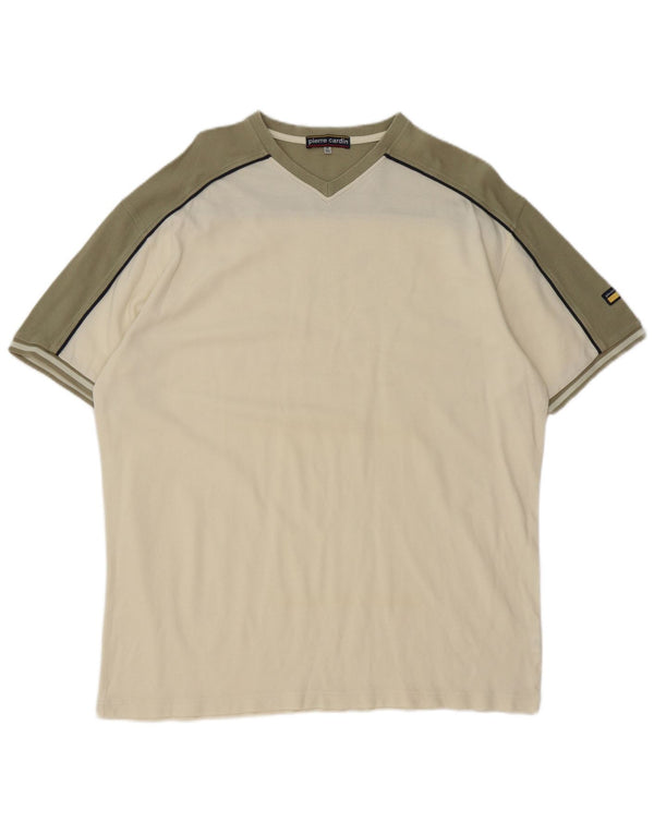Pierre Cardin Mens T-Shirt Top 3XL Off White Colourblock Cotton