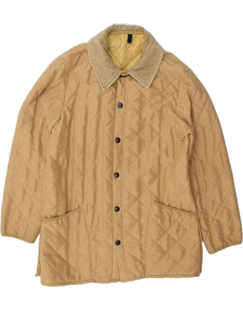 BARBOUR Mens Quilted Jacket UK 38 Medium Beige Polyester Vintage Barbour and Second-Hand Barbour from Messina Hembry 