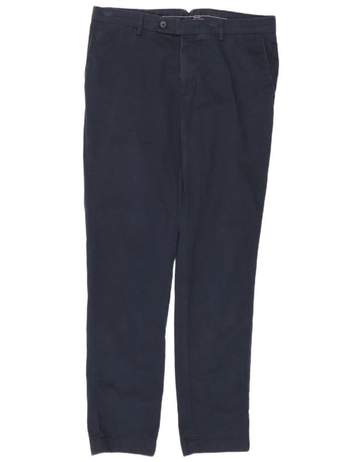 Hackett Mens Slim Chino Trousers W34 L31 Navy Blue Cotton