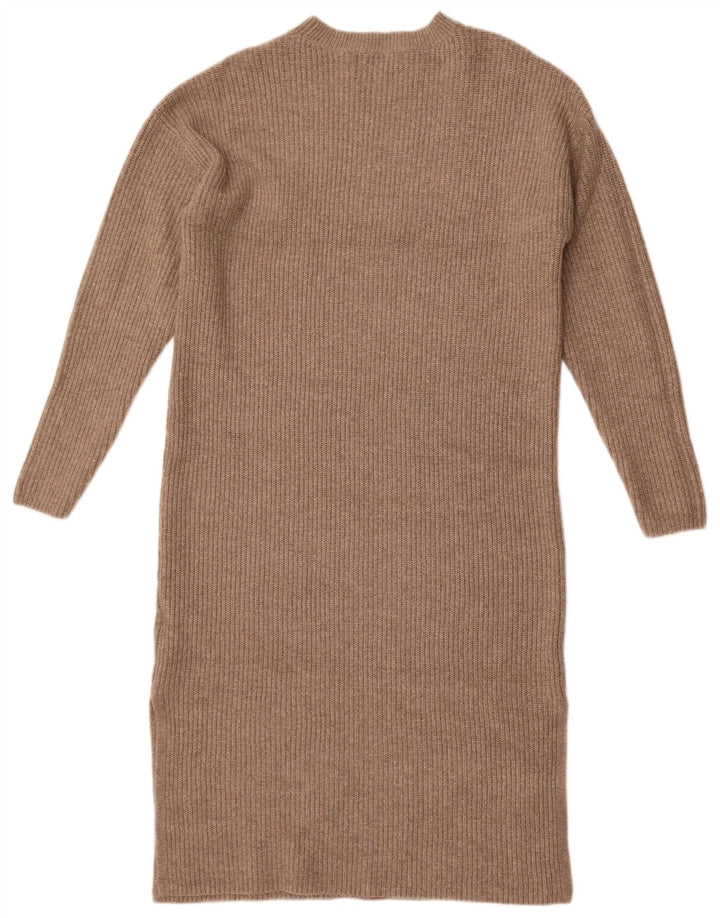Marks & Spencer Womens Long Sleeve Oversized Jumper Dress UK 10 Small Brown