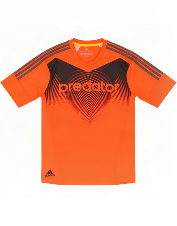 Adidas Boys Graphic T-Shirt Top 15-16 Years Orange Polyester