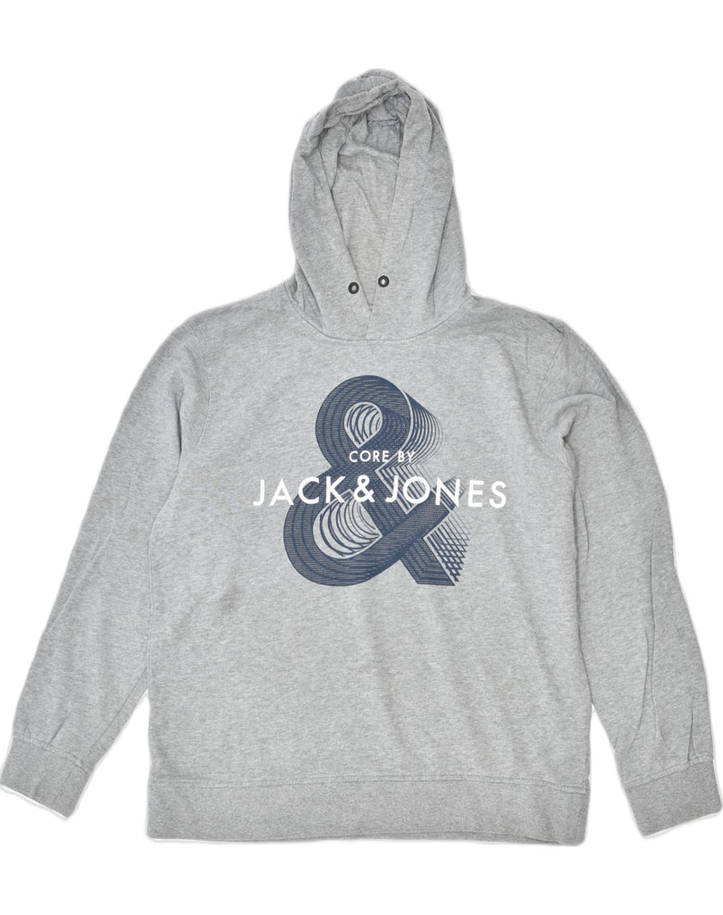 JACK & JONES Mens Core Graphic Hoodie Jumper XL Grey Cotton | Vintage | Thrift | Second-Hand | Used Clothing | Messina Hembry 