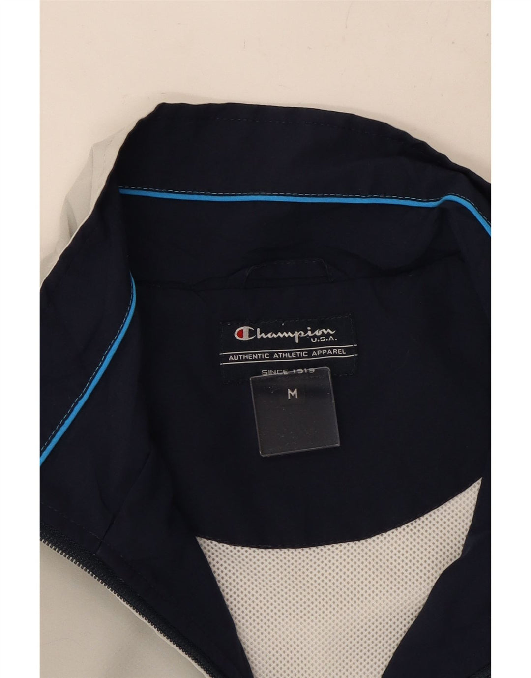 CHAMPION Mens Tracksuit Top Jacket Medium White Colourblock Polyester