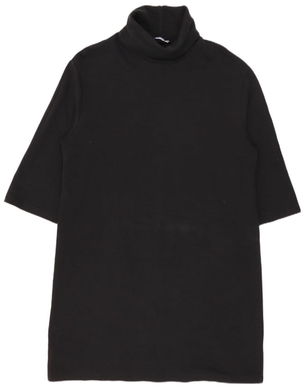 Zara Womens Trafaluc 3/4 Sleeve Roll Neck Tunic Top UK 16 Large Black
