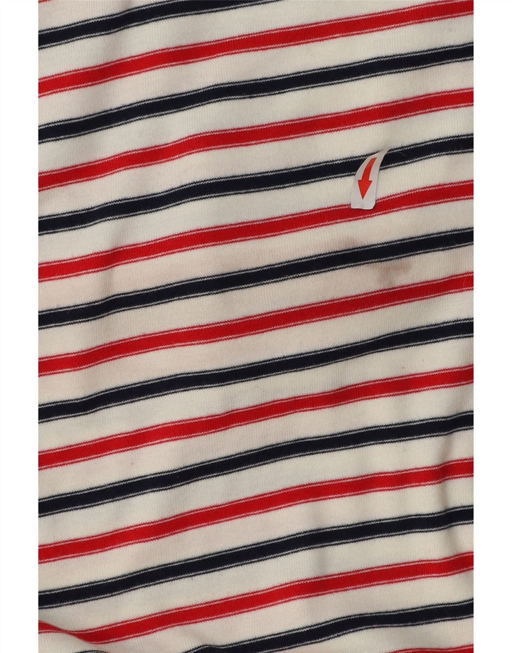 Eddie Bauer Womens Sweatshirt Jumper UK 16 Large Navy Blue Striped Cotton