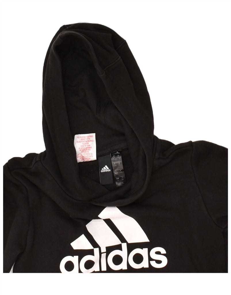 ADIDAS Boys Graphic Hoodie Jumper 5-6 Years Black Cotton | Vintage Adidas | Thrift | Second-Hand Adidas | Used Clothing | Messina Hembry 