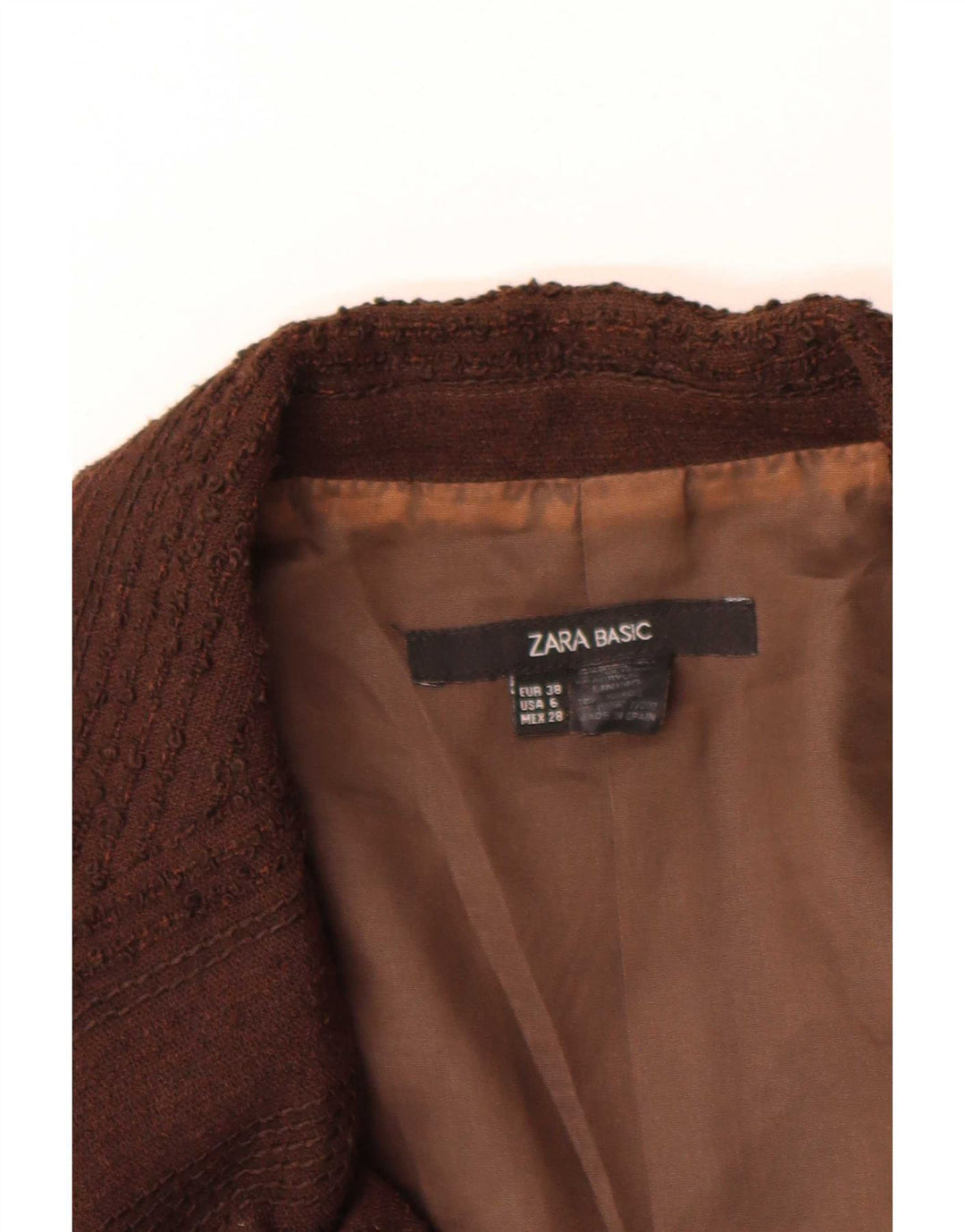 Zara Womens 1 Button Blazer Jacket EU 38 Small Brown Pinstripe Wool