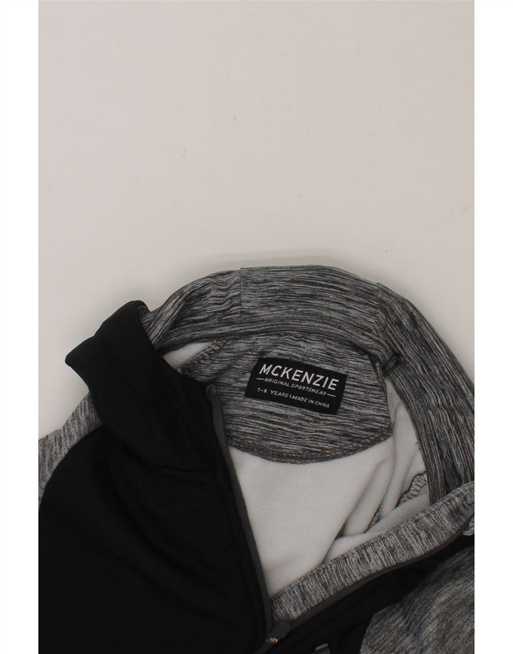 MCKENZIE Boys Zip Neck Hoodie Jumper 7-8 Years Grey Colourblock Polyester Vintage Mckenzie and Second-Hand Mckenzie from Messina Hembry 