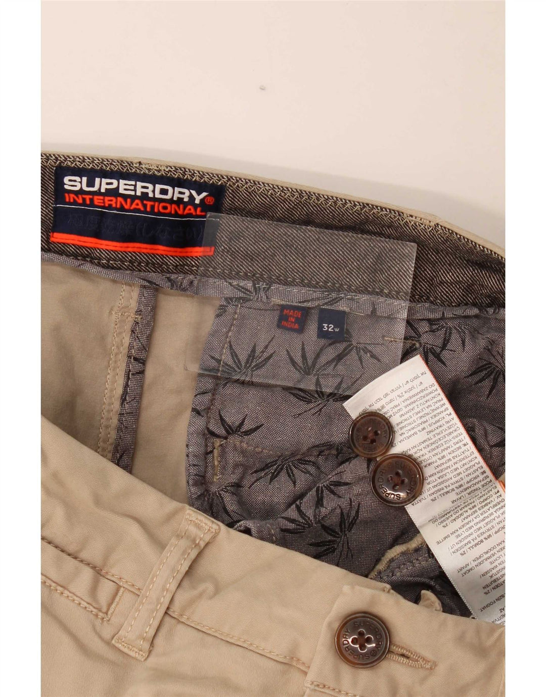 Superdry Mens Chino Shorts W32 Medium Beige Cotton