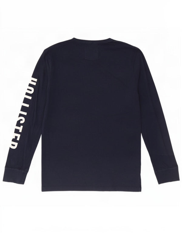 Hollister Mens Graphic Top Long Sleeve Large Navy Blue Cotton