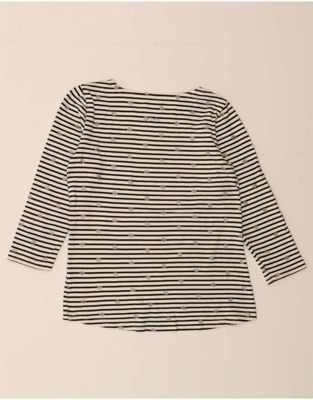 JOULES Womens Top 3/4 Sleeve UK 10 Small  White Striped Cotton Vintage Joules and Second-Hand Joules from Messina Hembry 