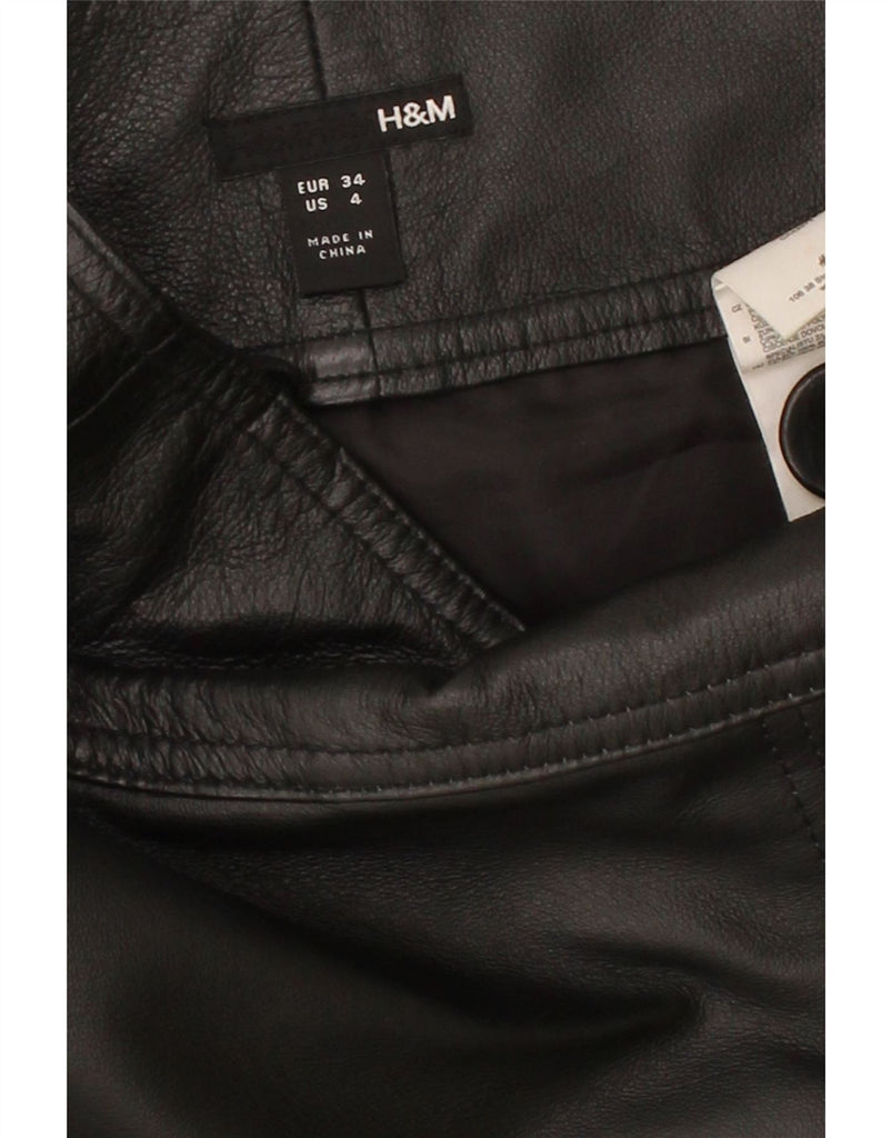 H&M Womens Leather A-Line Skirt US 4 Small W28 Black Leather Vintage H&M and Second-Hand H&M from Messina Hembry 