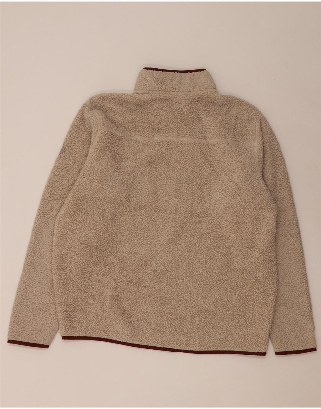 Eddie Bauer Mens Zip Neck Fleece Jumper Large Beige Polyester