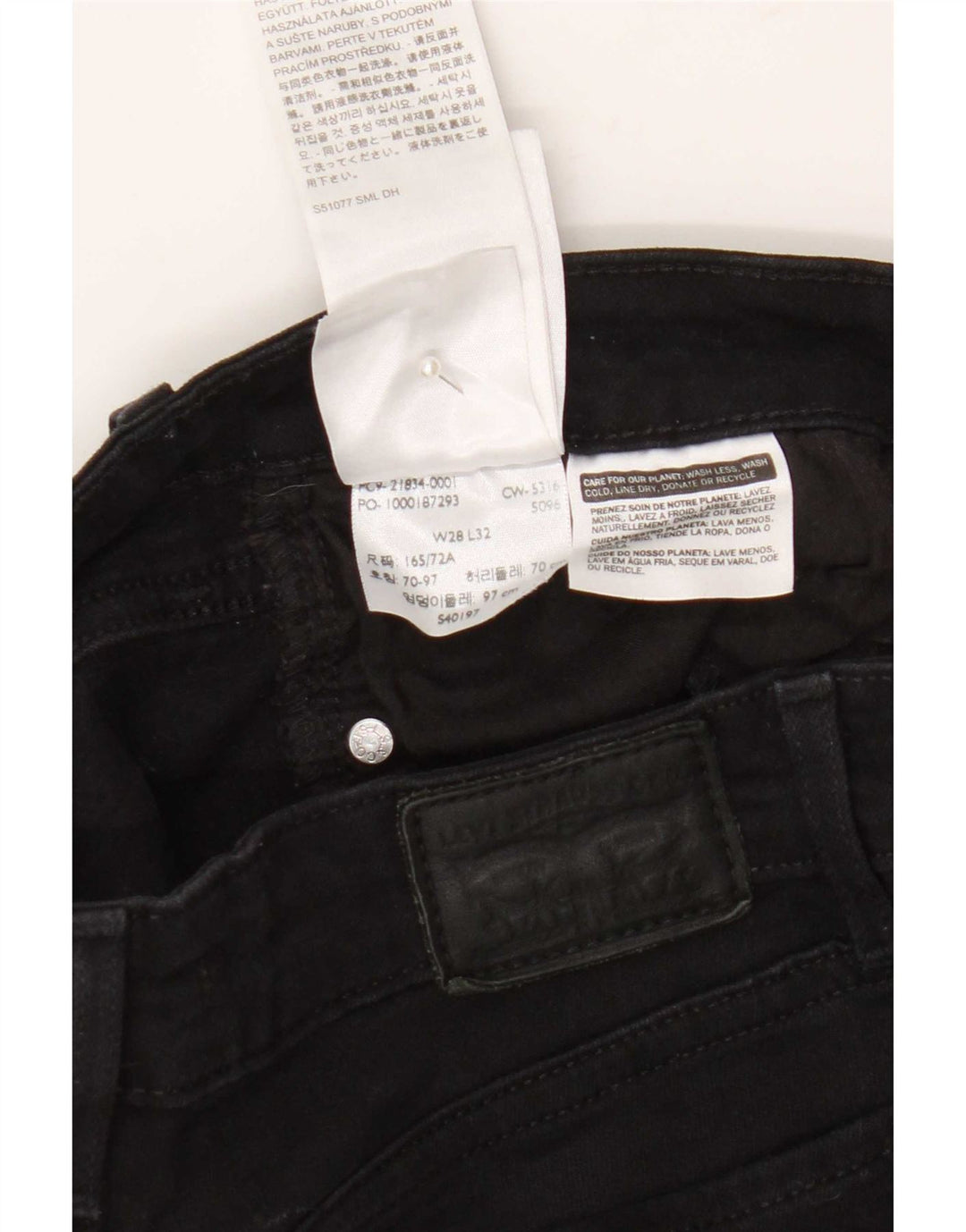 Levi's Womens 714 Straight Jeans W28 L32 Black Cotton