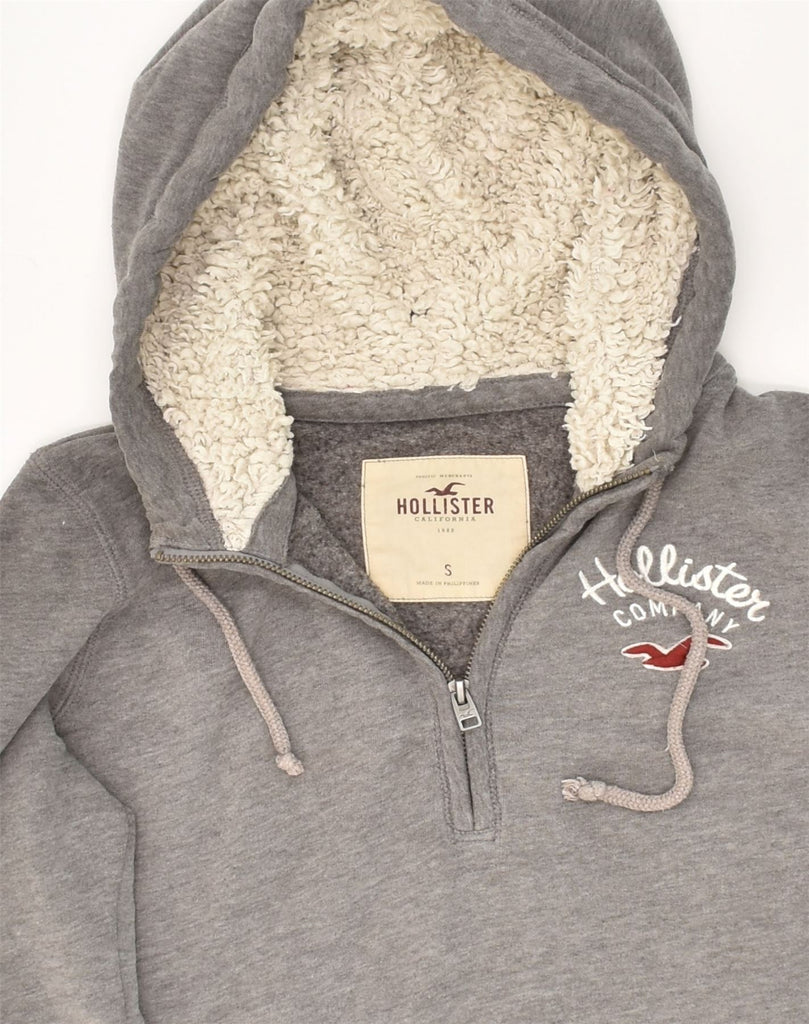 HOLLISTER Womens California Sherpa Hoodie Jumper UK 10 Small Grey Cotton | Vintage Hollister | Thrift | Second-Hand Hollister | Used Clothing | Messina Hembry 