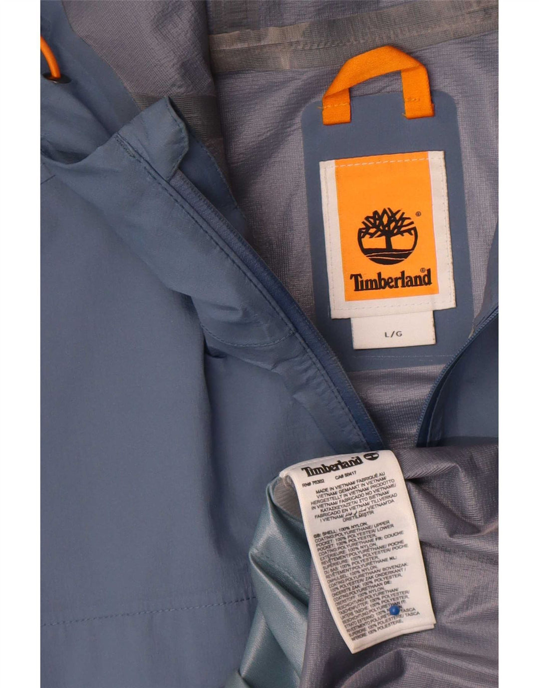 Timberland Mens Hooded Rain Jacket UK 40 Large Blue Nylon