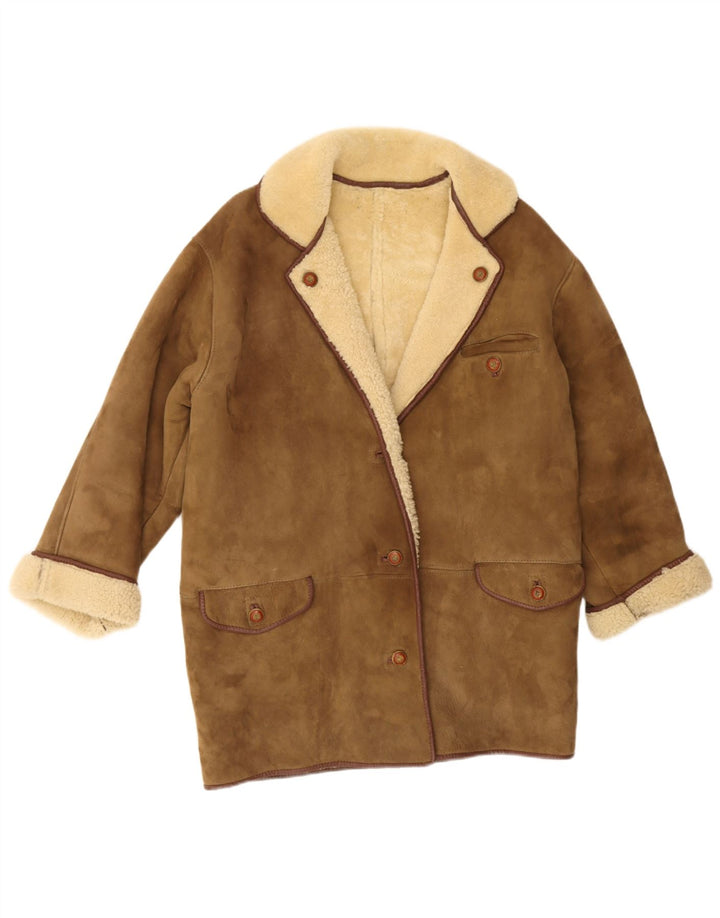 Artisan Womens Shearling Coat UK 18 XL Khaki Winter