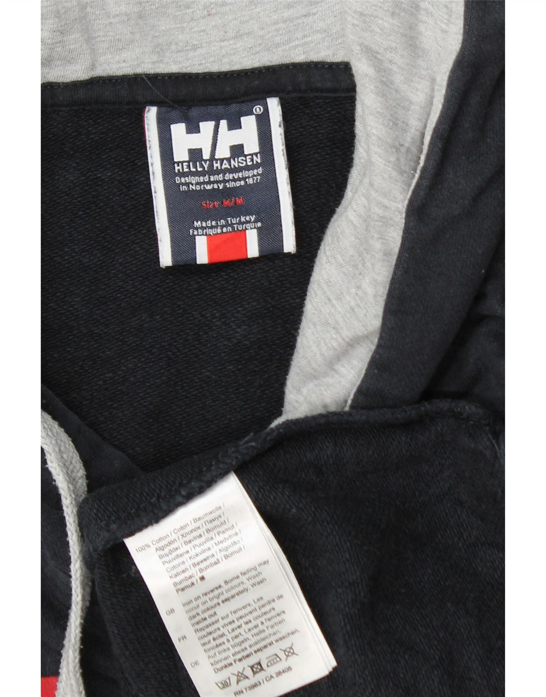 Helly Hansen Mens Graphic Hoodie Jumper Medium Navy Blue Cotton