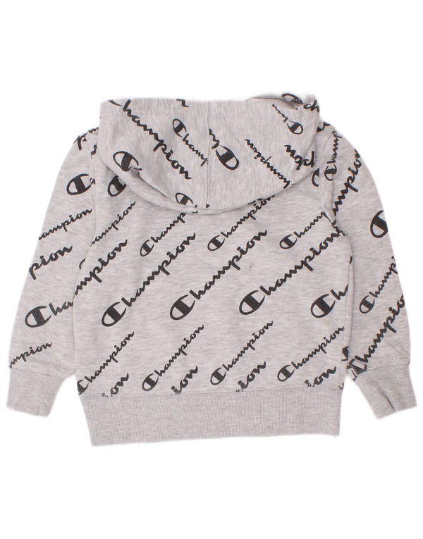 Champion Boys Graphic Hoodie Jumper 3-4 Years Grey Flecked Cotton