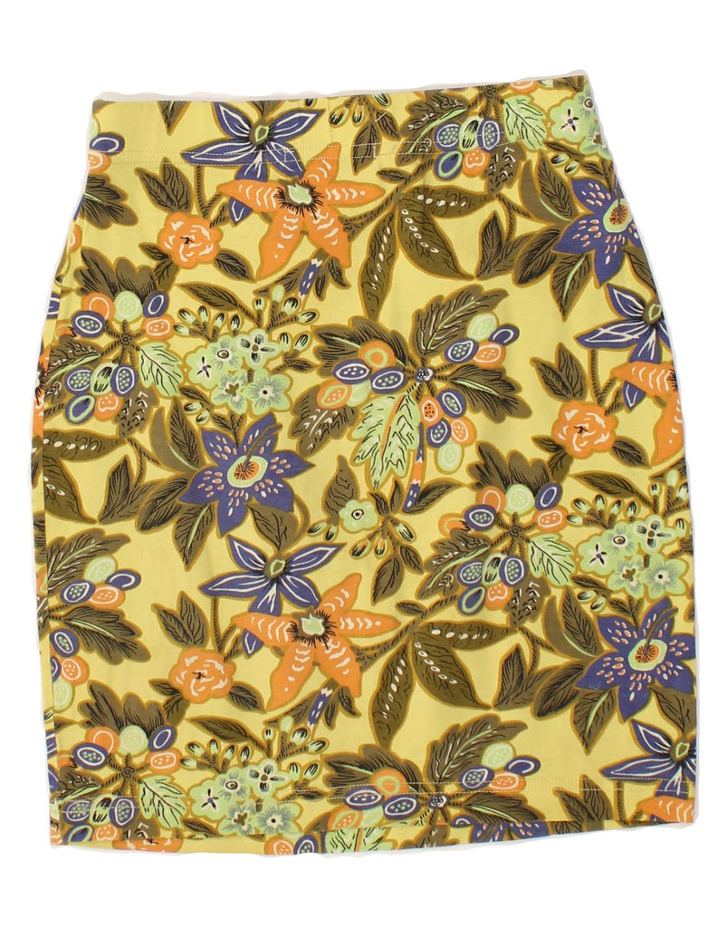 VINTAGE Womens Pencil Skirt UK 10 Small W26  Yellow Floral Cotton | Vintage Vintage | Thrift | Second-Hand Vintage | Used Clothing | Messina Hembry 