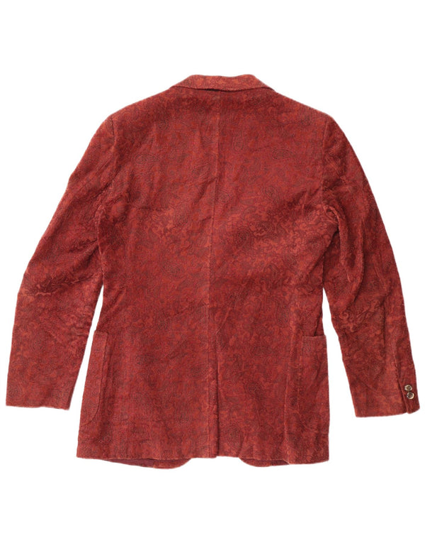 Vintage Mens Corduroy 3 Button Blazer Jacket UK 38 Medium Burgundy Paisley