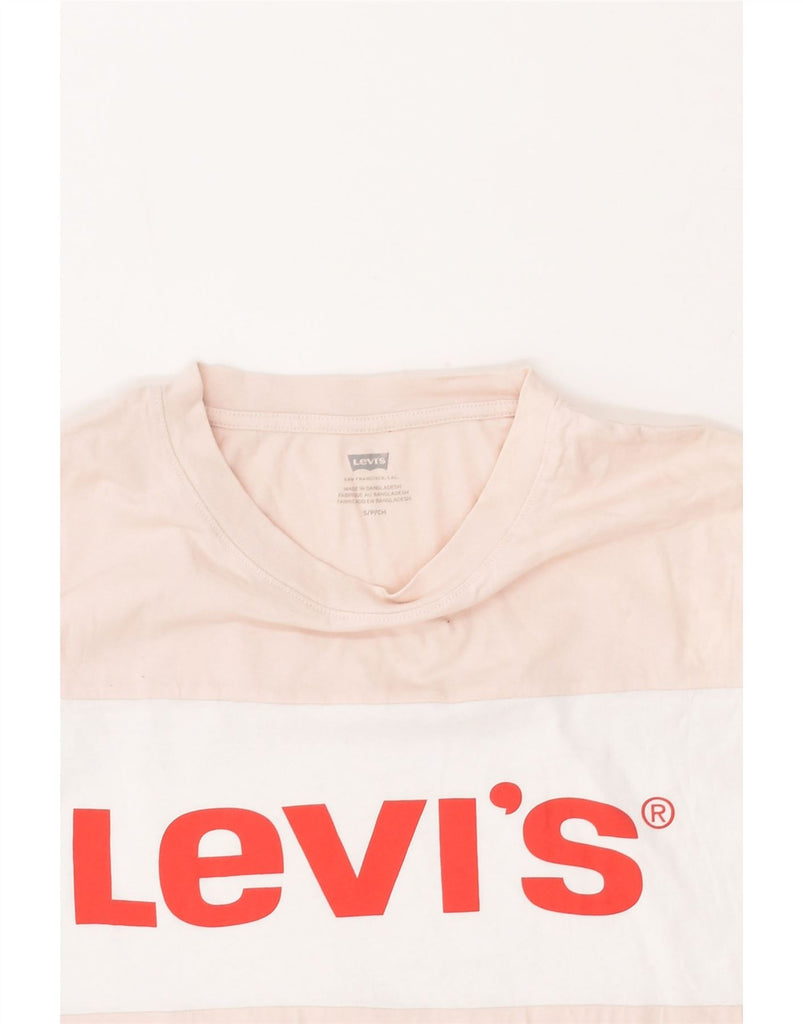 LEVI'S Womens Oversized Graphic T-Shirt Top UK 10 Small Pink Colourblock | Vintage Levi's | Thrift | Second-Hand Levi's | Used Clothing | Messina Hembry 