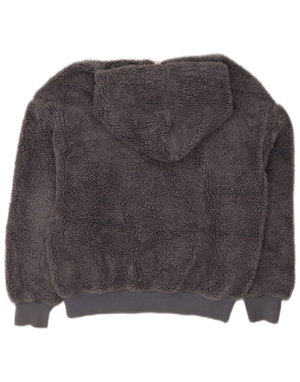 Topshop Womens Hooded Fleece Jacket UK 8 Small Grey Polyester