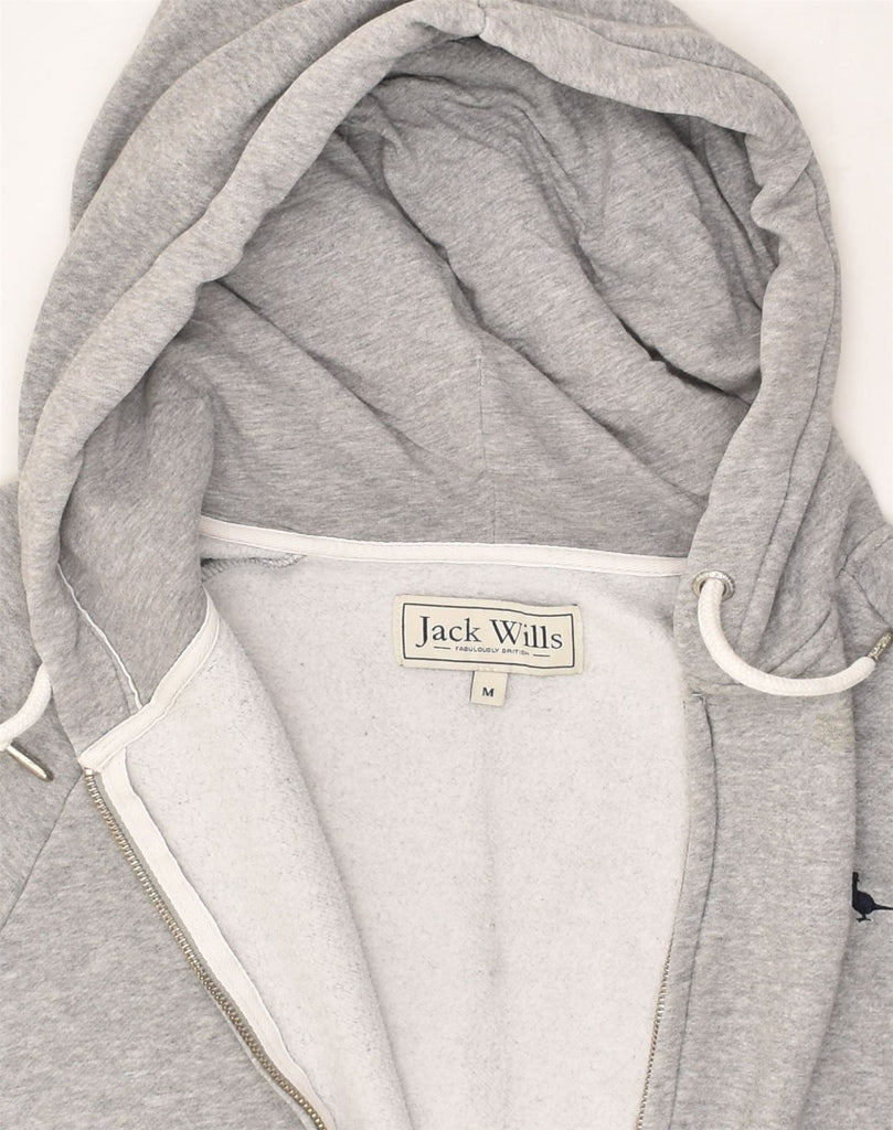 JACK WILLS Womens Zip Hoodie Sweater UK 12 Medium Grey Cotton | Vintage Jack Wills | Thrift | Second-Hand Jack Wills | Used Clothing | Messina Hembry 