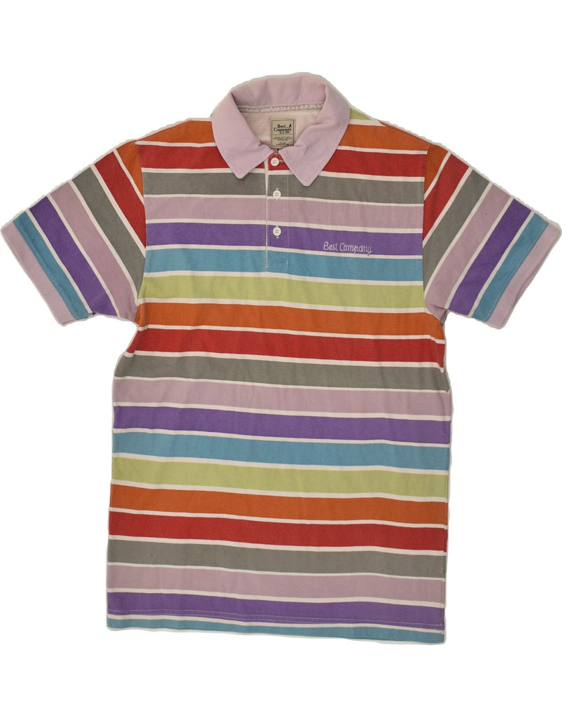 BEST COMPANY Mens Polo Shirt Medium Multicoloured Striped Cotton | Vintage Best Company | Thrift | Second-Hand Best Company | Used Clothing | Messina Hembry 