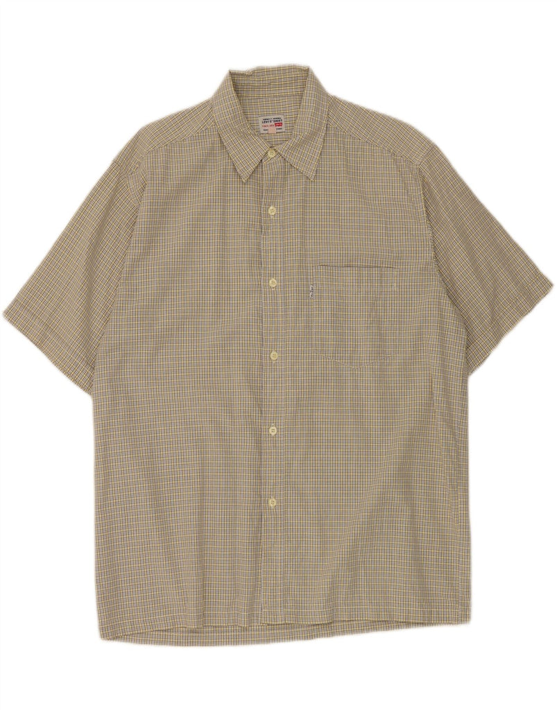 LEVI'S Mens Short Sleeve Shirt Large Yellow Check Cotton Vintage Levi's and Second-Hand Levi's from Messina Hembry 