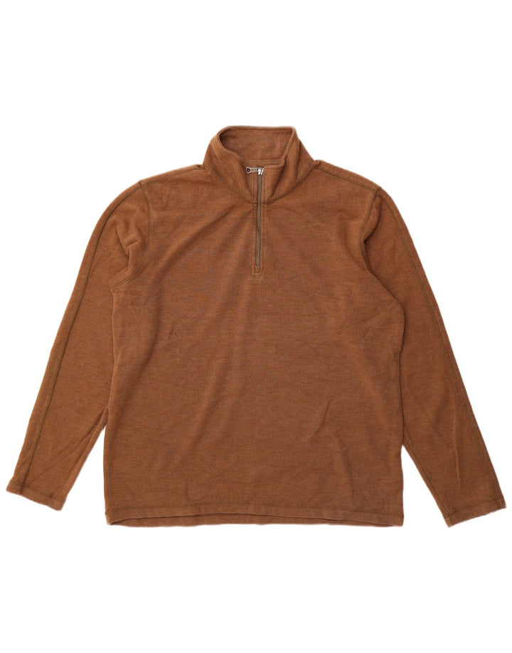 Eddie Bauer Mens Tall Zip Neck Sweatshirt Jumper Large Brown Cotton