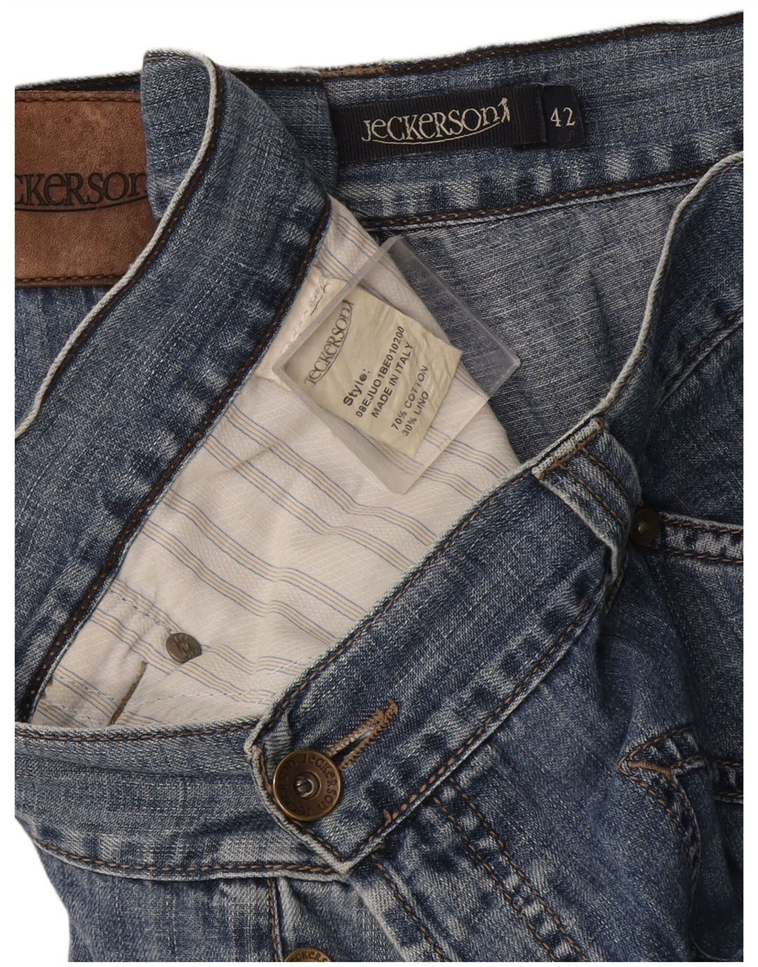 Jeckerson Mens Denim Shorts W42 2XL Blue Cotton
